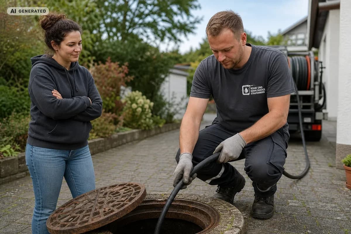 KI-generiertes Bild: Hochdruck-Spülung des Kanals durch Rohr- und Kanalservice Staufenberg